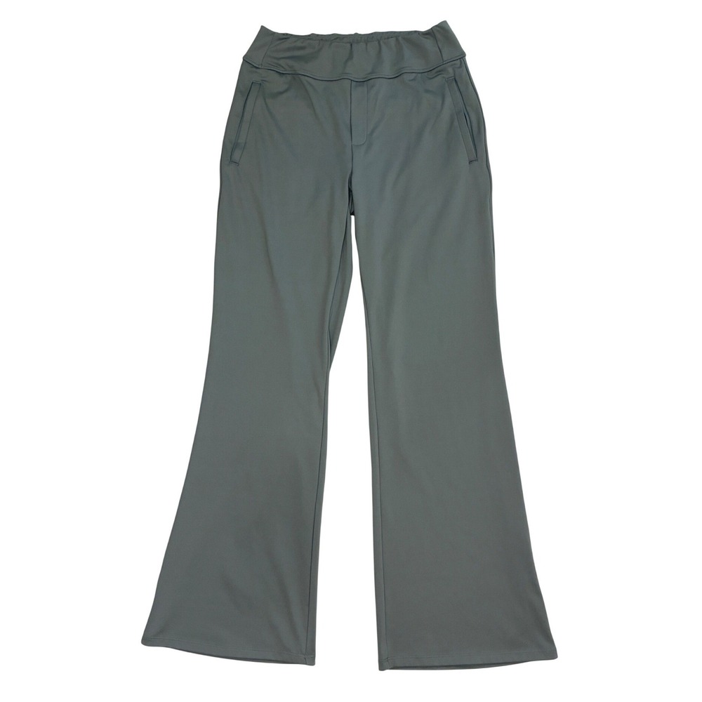Halara Womens Gray High Waisted Flare Pants M Zip Pockets Stretch Athleisure